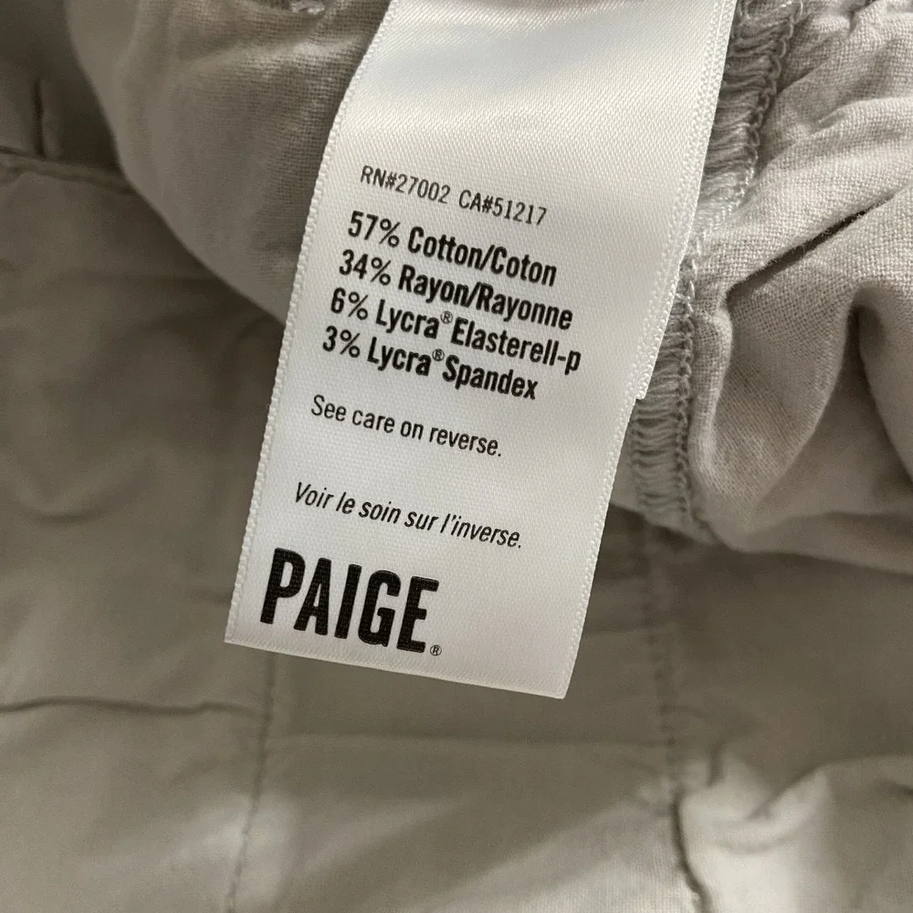 Paige Shorts Mens 34 Thompson Soft Brushed Twill White Stretch 8.5